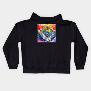 Psychedelic looking abstract illustration of Escher stairs Kids Hoodie